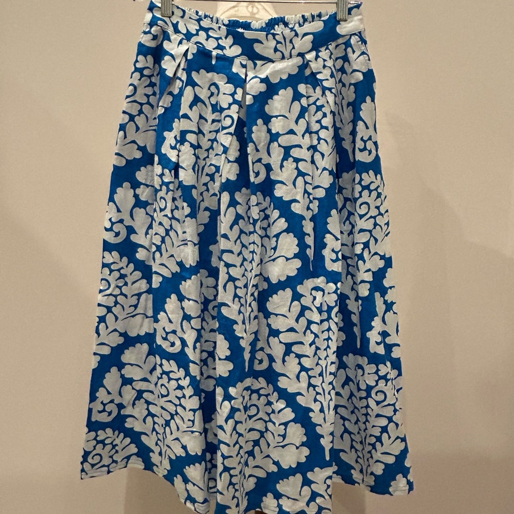 Boden Blue and White A-Line Skirt